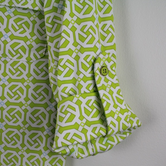 J. McLaughlin Monroe Catalina Cloth Button Up Green White Geometric Shirt XS - Picture 3 of 5